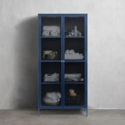 Unique Furniture 75" Contemporary Glass & Metal Display Cabinet In Blue -NovaSolo Shop 7c31a12702f57019 0758 w800 h800 b0 p0
