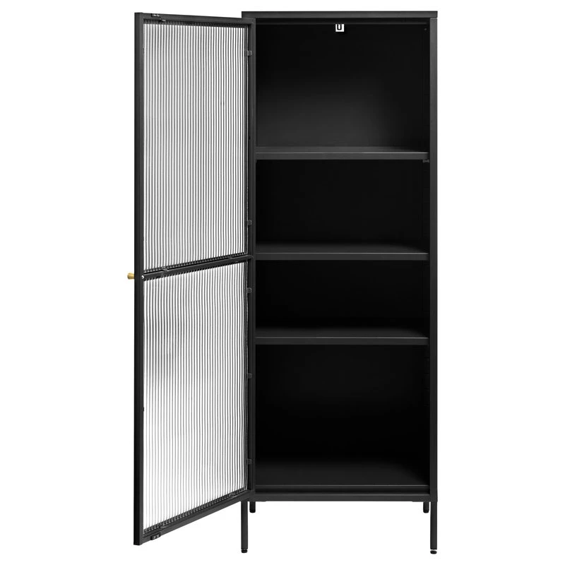 Unique Furniture 1-Door Glass & Metal Display Cabinet In Black 3 Unique Furniture 1-Door Glass & Metal Display Cabinet In Black - Image 3