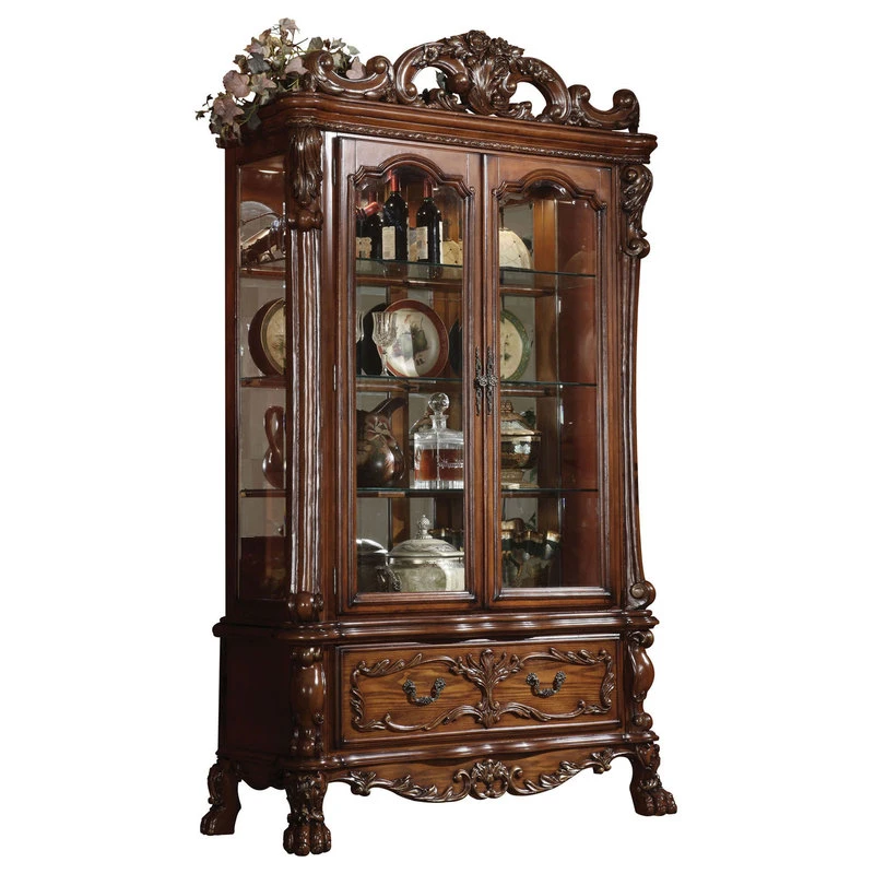 Acme Furniture ACME Dresden Curio Cabinet, Cherry Oak