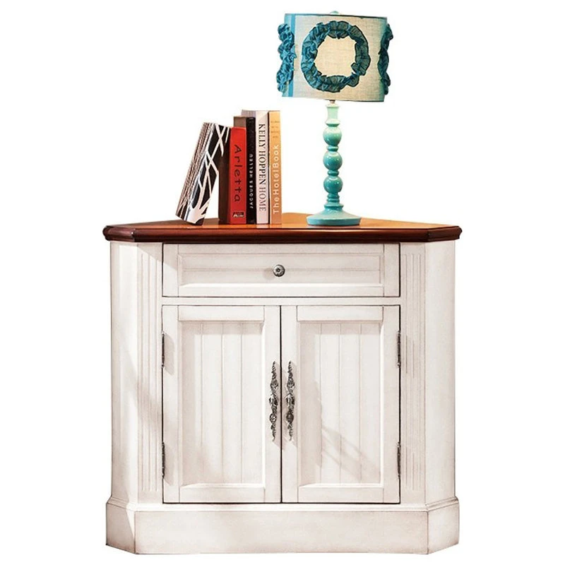 HOMARY Farmhouse Corner Accent Cabinet Distressed Triangle Cabinet With Doors White 1 HOMARY Farmhouse Corner Accent Cabinet Distressed Triangle Cabinet With Doors White
