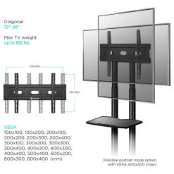 ONKRON Mobile TV Stand With Wheels Rolling Or 40-65 Inch TVs Up To 100 Lbs Black -NovaSolo Shop 8301ad6b03ec1fe3 9429 w800 h800 b1 p0