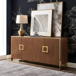 Alternative view of Inspired Home Ori Sideboard, 4 Doors, Ash Brown