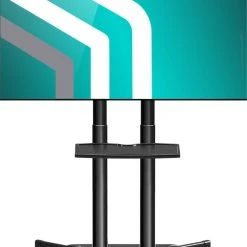 ONKRON Mobile TV Stand With Wheels Rolling Or 40-65 Inch TVs Up To 100 Lbs Black