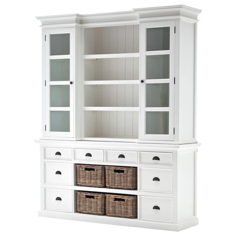 NovaSolo Furniture NovaSolo Provence Storage Cabinet With Hutch In Pure White