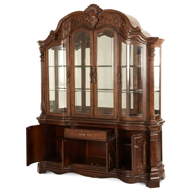Michael Amini Windsor Court China And Buffet, Vintage Fruitwood 3 Michael Amini Windsor Court China And Buffet, Vintage Fruitwood - Image 3