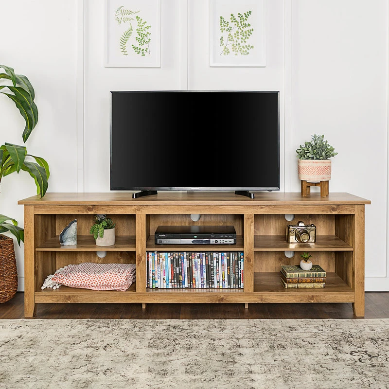 Walker Edison 70" Wood Media TV Stand Storage Console, Barnwood 2 Walker Edison 70" Wood Media TV Stand Storage Console, Barnwood - Image 2