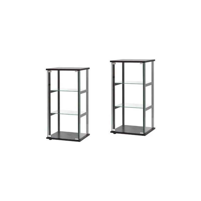 Home Square (Set Of 2) Contemporary Glass Curio Cabinet In Black