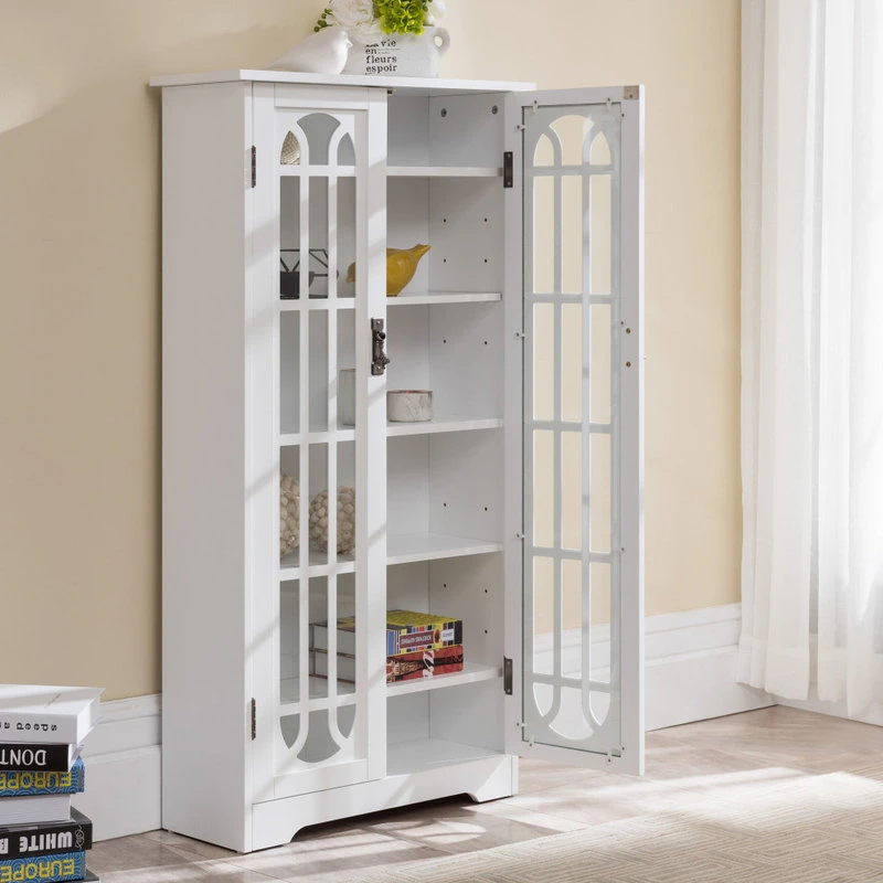SEI Furniture White Display Cabinet With Windowpane Glass Doors - White - Image 5