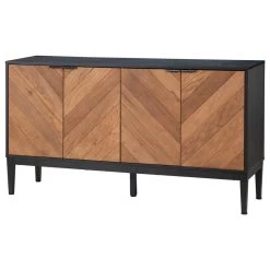 Karat Home 55" Wide 4 Door Sideboard, Black