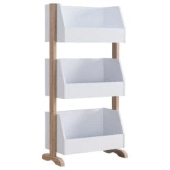 Smart Home Furniture 3-Shelf Contemporary Wood Fruit Rack In White/Natural