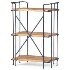 GDFStudio Denise Industrial Outdoor 3-Tier Shelf, Natural And Black