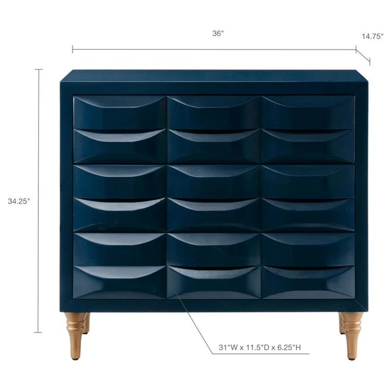 Olliix Madison Park Rubrix 3-Drawer Chest, Navy - Image 8