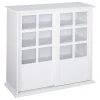 Pilaster Designs Brecker Sliding Door China Curio Cabinet With Adjustable Storage, White