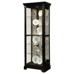 HomeFare Pulaski Curio Display Cabinet In Painted Black