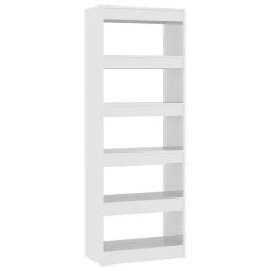 Vida XL International B.V. VidaXL Book Cabinet/Room Divider High Gloss White Engineered Wood Furniture