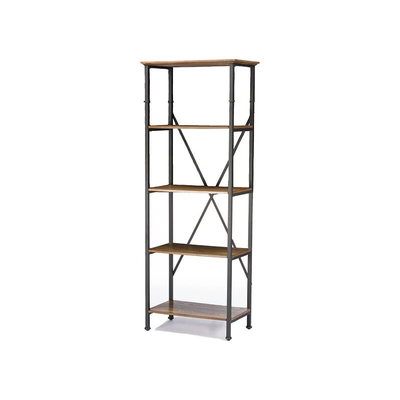 Baxton Studio Lancashire Brown Wood And Metal Bookcase - Image 2