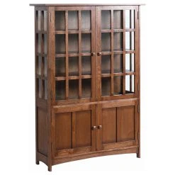 Crafters And Weavers Arts And Crafts Mission Solid Oak China Cabinet