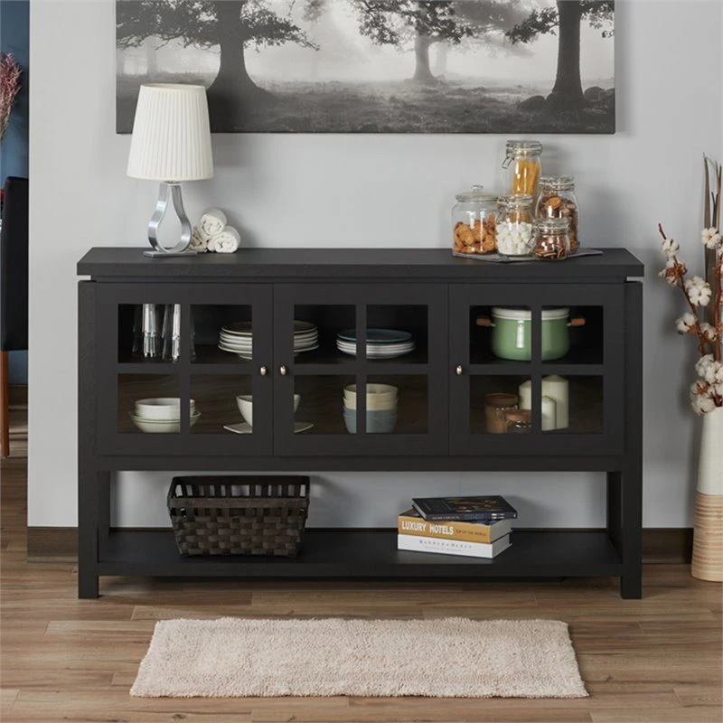 Furniture Of America E-Commerce By Enitial Lab Furniture Of America Tellun Contemporary Wood Multi-Storage Buffet In Black - Image 5