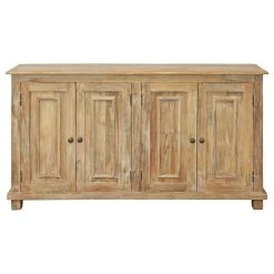 Moti Bayside Jensen 4-Door Solid Wood Sideboard, Distressed Natural Finish