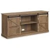 BELLEZE Modern Farmhouse Style 58" TV Stand With Sliding Storage, Rustic Oak