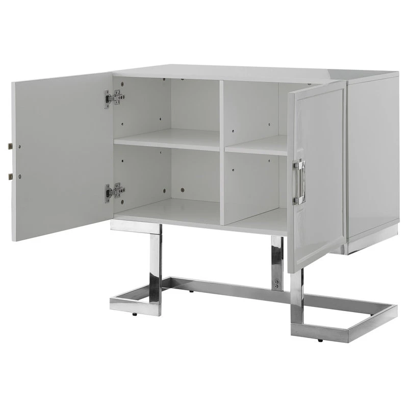 Nicole Miller Luanna Accent Cabinet, Light Gray And Chrome - Image 4