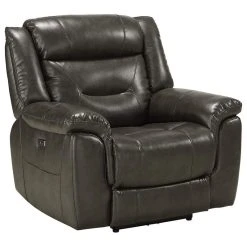 Decor Love Modern Recliner, Leather Aire Upholstery With USB Charging Docks, Grey