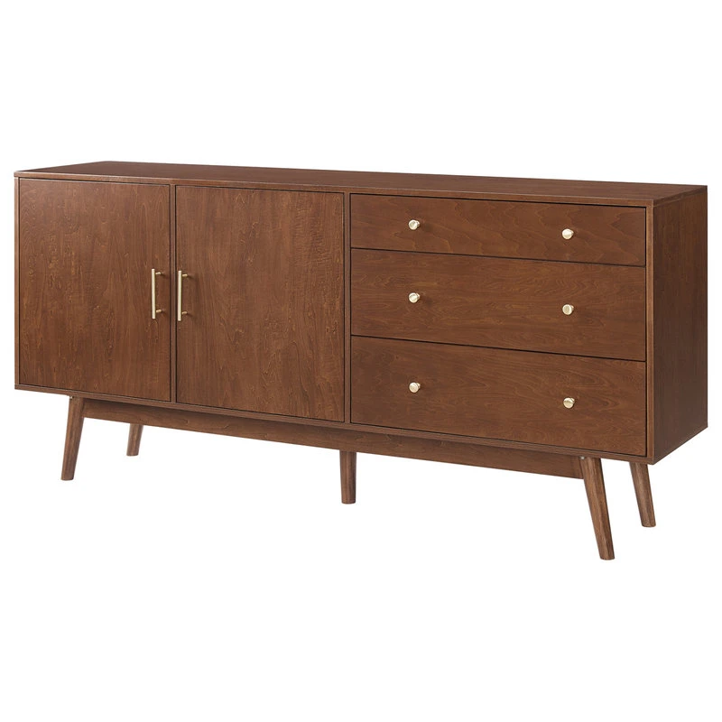Walker Edison 70" Mid Century Modern 3 Drawer, 2 Door Sideboard, Walnut - Image 2
