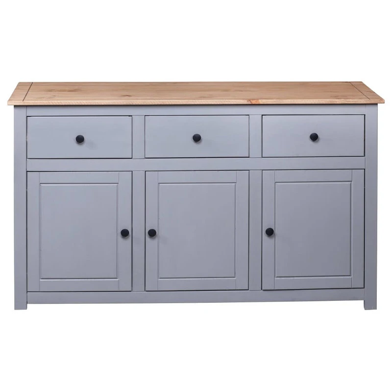 Vida XL International B.V. VidaXL Solid Wood Pine Sideboard Gray Panama Range Storage Cabinet Furniture - Image 6