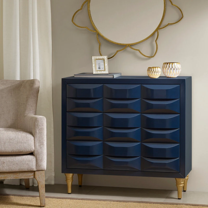 Olliix Madison Park Rubrix 3-Drawer Chest, Navy - Image 2