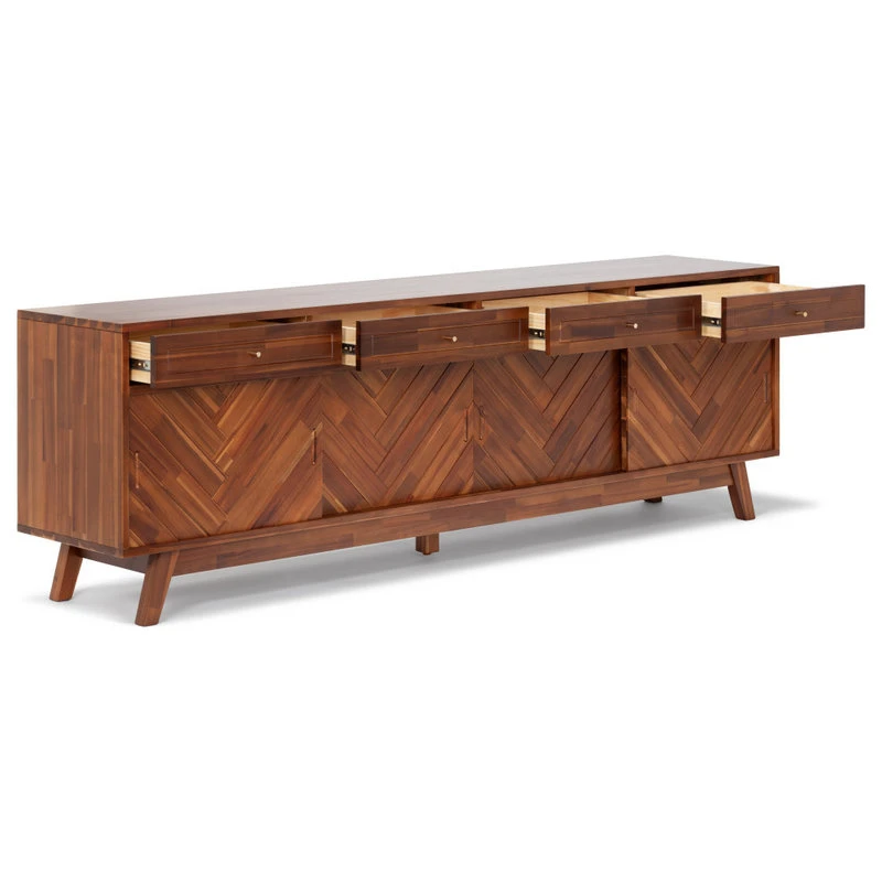 LIEVO Herringbone High TV Stand, Walnut 7 LIEVO Herringbone High TV Stand, Walnut - Image 7