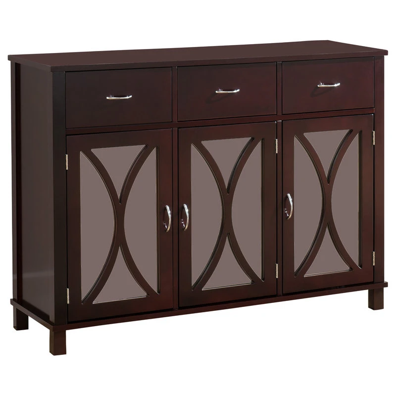 Pilaster Designs Blair Wood Buffet With Mirrored Doors, Espresso