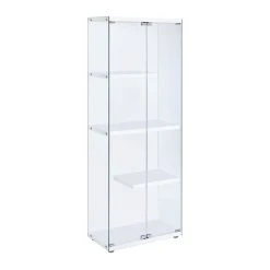 Bowery Hill 68"H Contemporary 3-Shelf Glass Display Cabinet In Clear