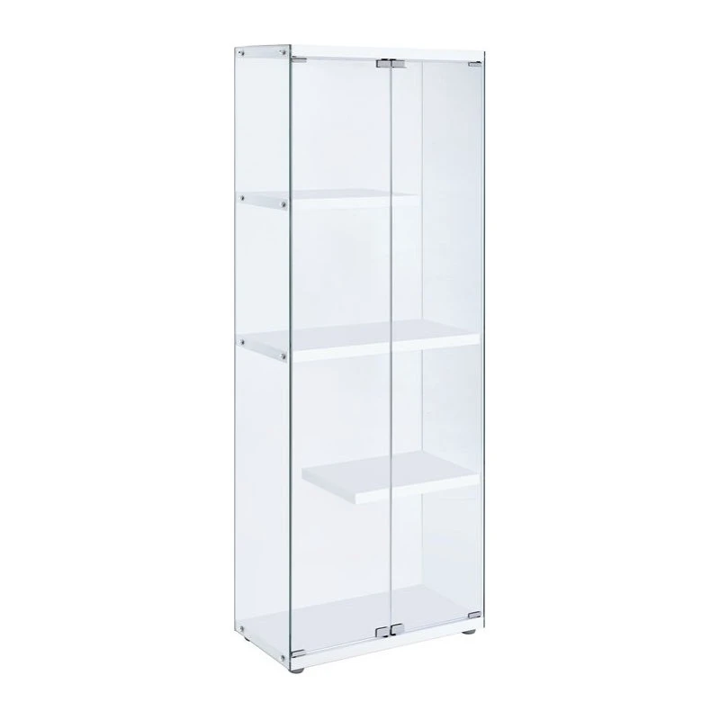 Bowery Hill 68"H Contemporary 3-Shelf Glass Display Cabinet In Clear