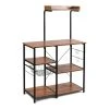 Costway 4-Tier MDF Vintage Kitchen Baker's Rack With Basket & 5 Hooks In Coffee