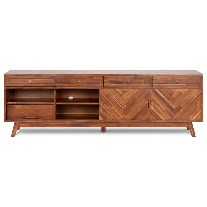 LIEVO Herringbone High TV Stand, Walnut 3 LIEVO Herringbone High TV Stand, Walnut - Image 3
