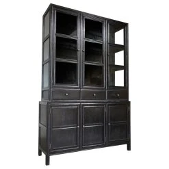Noir Colonial Hand Rubbed Black Hutch GARM119HB
