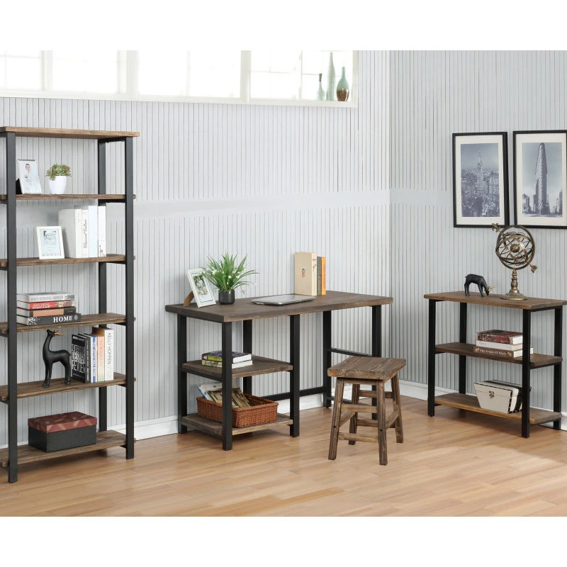 Bolton Furniture, Inc. Pomona 31"H 2-Shelf Metal And Solid Wood Under-Window Bookcase - Image 6