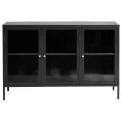 Unique Furniture U3-Door Contemporary Glass & Metal Sideboard In Black