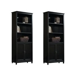 Sauder (Set Of 2) Wooden Library Bookcase In Estate Black