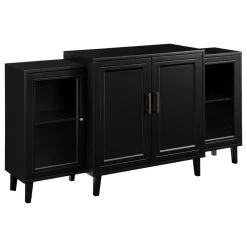 Walker Edison 62" 4-Door Tiered Modern Sideboard, Black