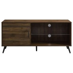 Walker Edison 52" TV Stand With Black Legs, Dark Walnut
