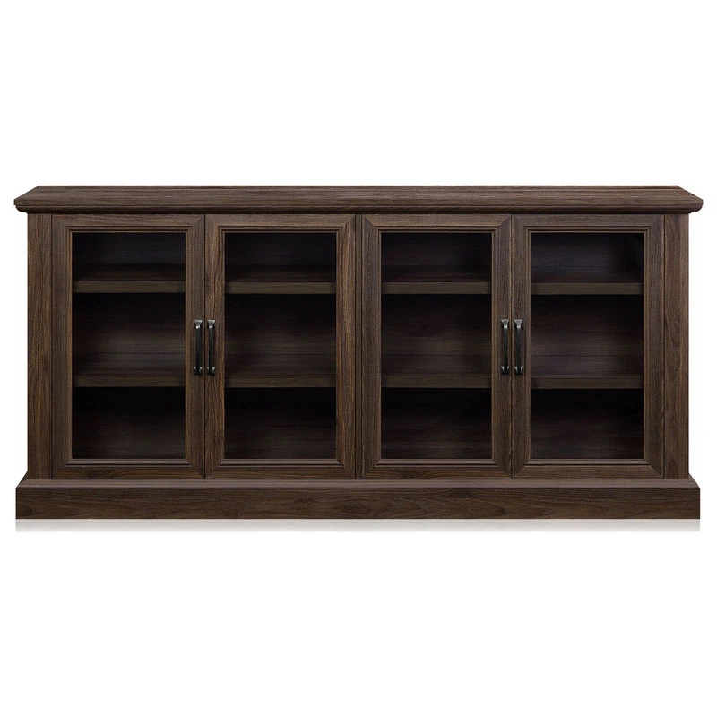 Belleze 70" Rustic Wood Sideboard Stand 4 Doors Buffet Cabinet, Dark Walnut