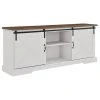 Walker Edison 70 Sliding Barn Door TV Console - Reclaimed Barnwood/Brushed White
