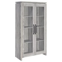 Bowery Hill Traditional 2 Door Wood Curio Cabinet In Grey