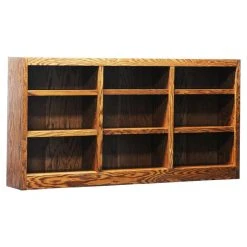 Concepts In Wood Traditional 36" Tall 9-Shelf Triple Wide Wood Bookcase In Dry Oak