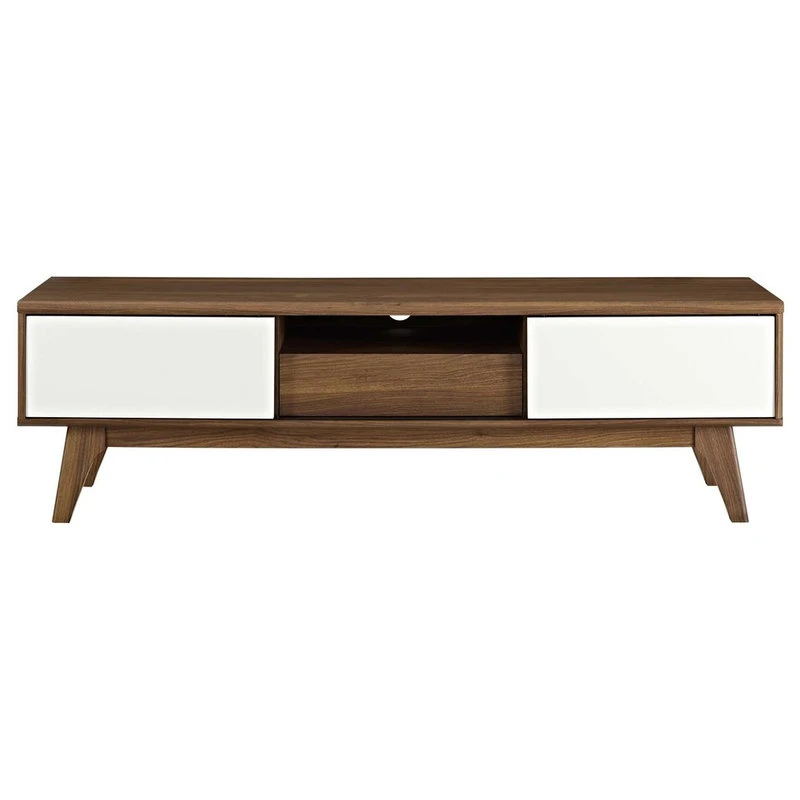LexMod Envision 59" TV Stand, Walnut White 4 LexMod Envision 59" TV Stand, Walnut White - Image 4