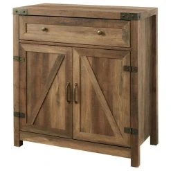Walker Edison 30" Farmhouse Barn Door Accent Cabinet - Rustic Oak