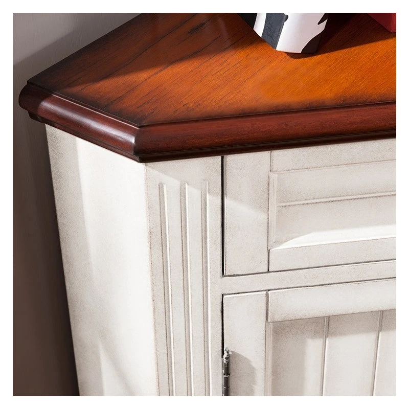 HOMARY Farmhouse Corner Accent Cabinet Distressed Triangle Cabinet With Doors White 4 HOMARY Farmhouse Corner Accent Cabinet Distressed Triangle Cabinet With Doors White - Image 4