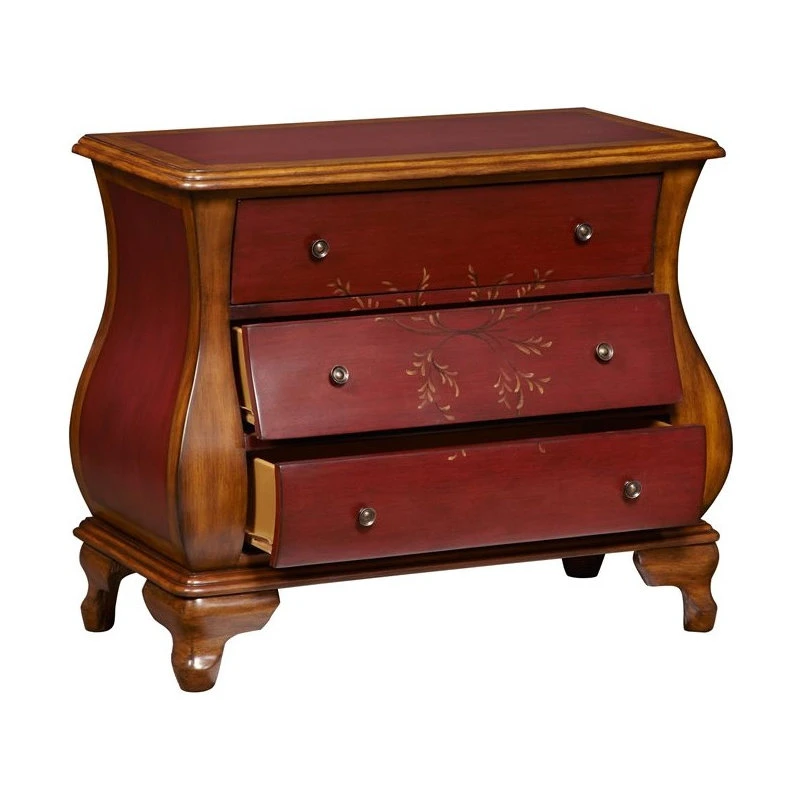 Home Fare Oxblood Red Two-Tone Wooden Bombay 3 Drawer Chest 5 Home Fare Oxblood Red Two-Tone Wooden Bombay 3 Drawer Chest - Image 5