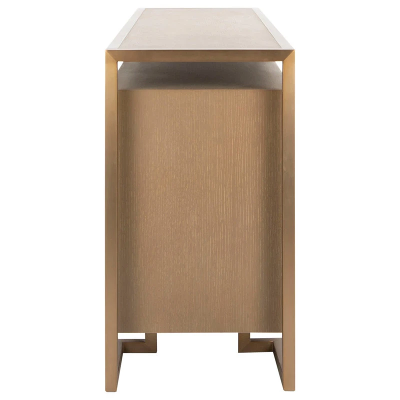 Safavieh Claire 4-Door Buffet, Weathered Oak/Brass - Image 3